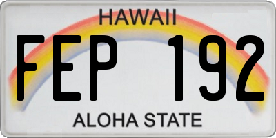 HI license plate FEP192