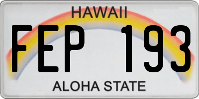 HI license plate FEP193