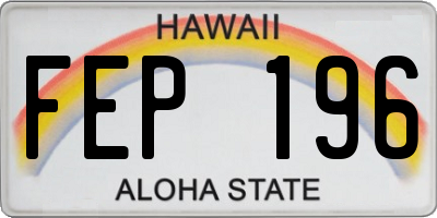 HI license plate FEP196
