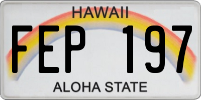 HI license plate FEP197