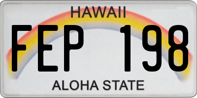 HI license plate FEP198
