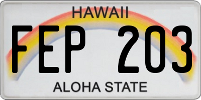 HI license plate FEP203