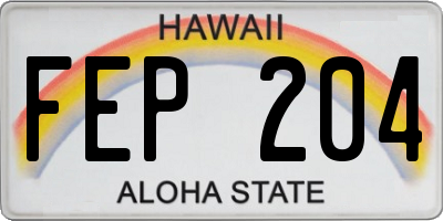 HI license plate FEP204