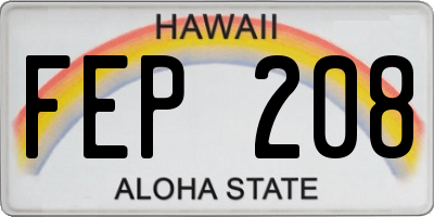 HI license plate FEP208