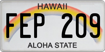 HI license plate FEP209