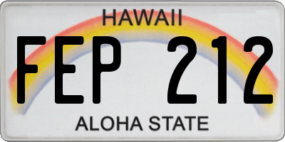 HI license plate FEP212