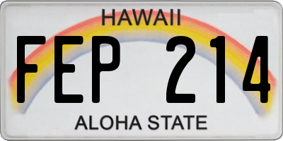 HI license plate FEP214