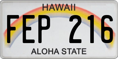 HI license plate FEP216