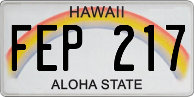 HI license plate FEP217