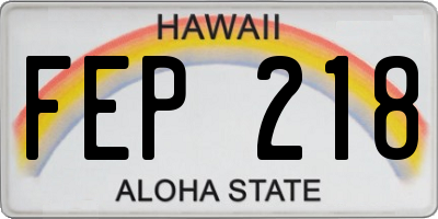 HI license plate FEP218