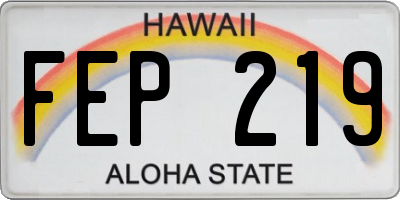 HI license plate FEP219
