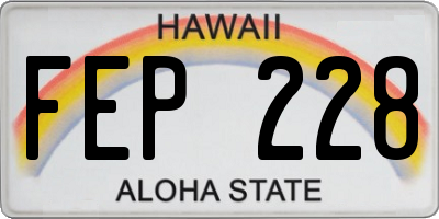 HI license plate FEP228