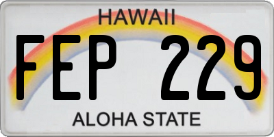 HI license plate FEP229