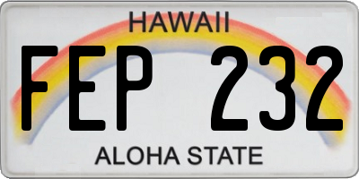 HI license plate FEP232