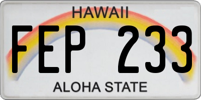 HI license plate FEP233