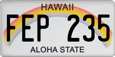 HI license plate FEP235