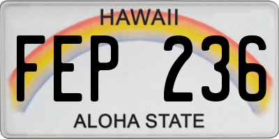 HI license plate FEP236