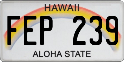 HI license plate FEP239