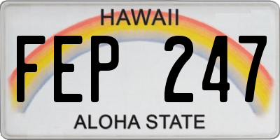 HI license plate FEP247