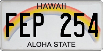 HI license plate FEP254
