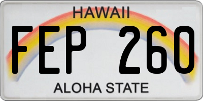 HI license plate FEP260