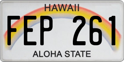 HI license plate FEP261