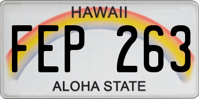 HI license plate FEP263