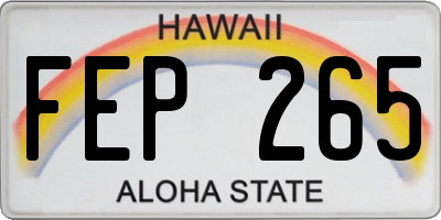 HI license plate FEP265