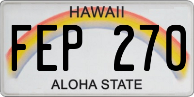 HI license plate FEP270