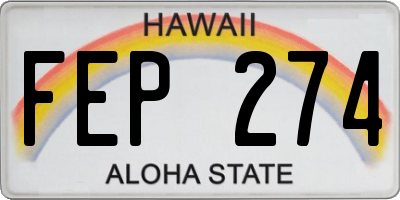 HI license plate FEP274