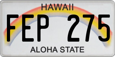 HI license plate FEP275