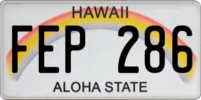 HI license plate FEP286