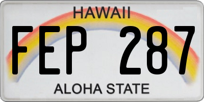 HI license plate FEP287