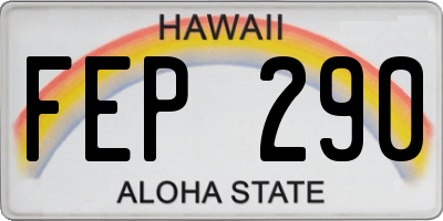 HI license plate FEP290