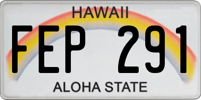HI license plate FEP291
