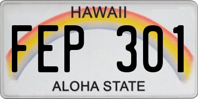 HI license plate FEP301