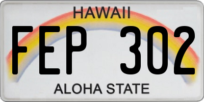 HI license plate FEP302