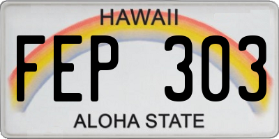 HI license plate FEP303