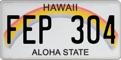 HI license plate FEP304