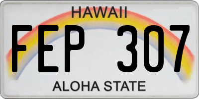 HI license plate FEP307