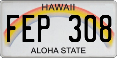 HI license plate FEP308