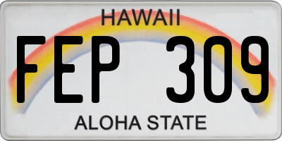 HI license plate FEP309