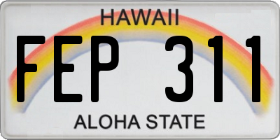 HI license plate FEP311