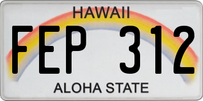 HI license plate FEP312