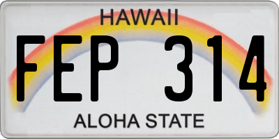 HI license plate FEP314