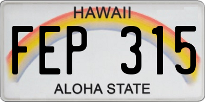 HI license plate FEP315