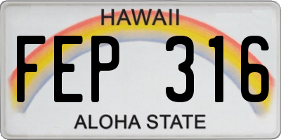 HI license plate FEP316