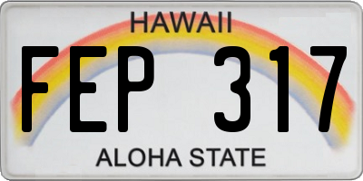 HI license plate FEP317