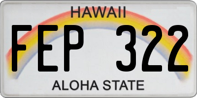 HI license plate FEP322