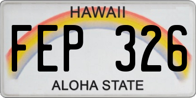 HI license plate FEP326
